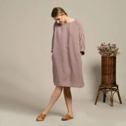 Linen Tunic Dress Selena Faded Rose -Menique SP 05292