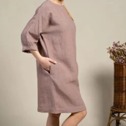 Linen Tunic Dress Selena Faded Rose -Menique SP 05328