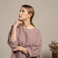 Linen Tunic Dress Selena Faded Rose -Menique SP 05340