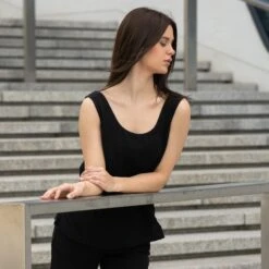 Linen Tank Top Hana Pure Black