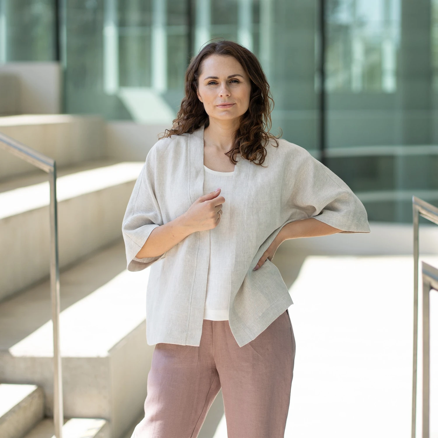 Linen Kimono Wrap Top Sakura 4 Linen Kimono Wrap Top Sakura - Image 4