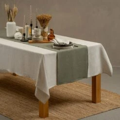 Linen Table Runner -Menique Stone Green Tablerunner 1 a48beaf8 49a0 4c54 8876 9794f3649e29