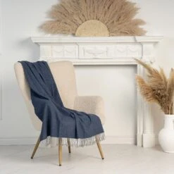 Cashmere & Merino Wool Throw Blanket Tallinn -Menique TallinBlue