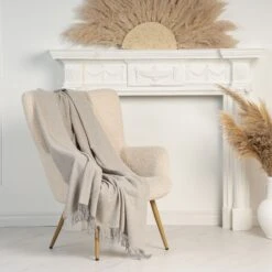 Cashmere & Merino Wool Throw Blanket Tallinn -Menique TallinLightGray