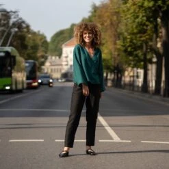 Linen Pants Dakota Pure Black -Menique Thea Linen Blouse Dark Green Dakota Linen Pants Pure Black 1