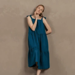 Linen Pinafore Dress Uma -Menique Uma Cobalt Blue