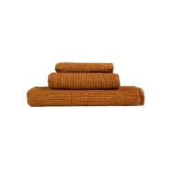 Waffle Bath Towel 3-Set -Menique Waffle Bath Towel 3 Set Almond Brown