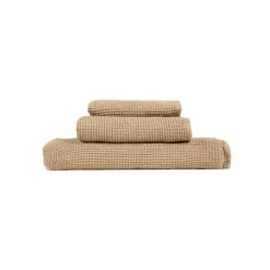 Waffle Bath Towel 3-Set -Menique Waffle Bath Towel 3 Set Sand Brown