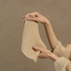 Waffle Washcloth & Hair Towel 2-Set -Menique Waffle Face Towel Sand Brown menique 4 508182be 6b34 4274 8879 538fb3534cdc