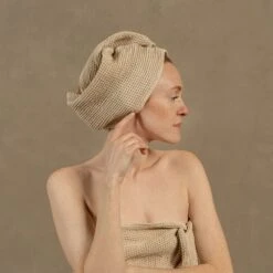 Waffle Washcloth & Hair Towel 2-Set -Menique Waffle Hair Towel Sand Brown menique 2 6827e8c4 bbc8 4dd9 a65b 721159af296d