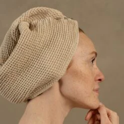 Waffle Washcloth & Hair Towel 2-Set -Menique Waffle Hair Towel Sand Brown menique 4 f56878e6 ae53 4d59 b866 9fec8ecc4cc5