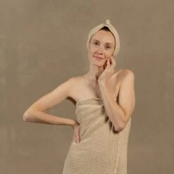 Waffle Hair Towel -Menique Waffle Hair Towel Sand Brown menique 6