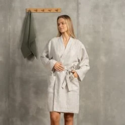 Women's Linen Bath Robe 12 Women's Linen Bath Robe -Menique Women Linen Bath Robe Natural 1 1