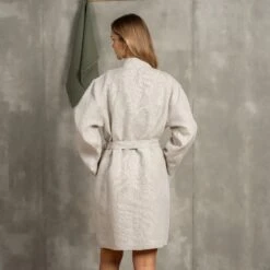 Women's Linen Bath Robe 13 Women's Linen Bath Robe -Menique Women Linen Bath Robe Natural 5 1