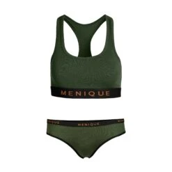 Women's Sport Bra & Bikini Briefs 2-Piece -Menique Women s Bra Bikini Briefs Dark Green