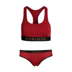 Women's Sport Bra & Bikini Briefs 2-Piece -Menique Women s Bra Bikini Briefs Royal Cherry