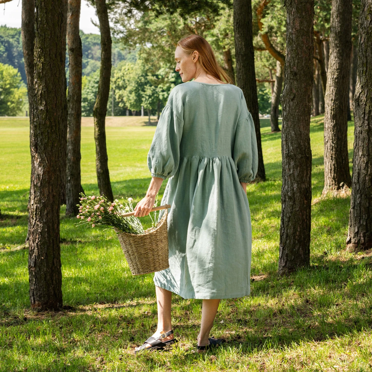 Linen Puff Sleeve Boho Dress Beatrice 6 Linen Puff Sleeve Boho Dress Beatrice - Image 6