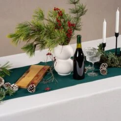 Linen Table Runner Dark Green -Menique dark green runner