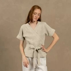 V-Neck Wrap Blouse Lila -Menique lila natural 1