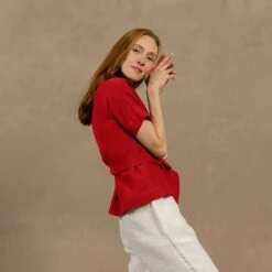 Linen Wrap Blouse Lila -Menique lila pure red 1