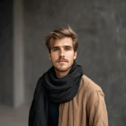 Linen Scarf For Men -Menique men s linen scarf black 1