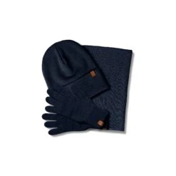 Men's Knit Beanie, Gaiter & Gloves 3-Piece -Menique menique Beanie Gaiter Gloves dark blue