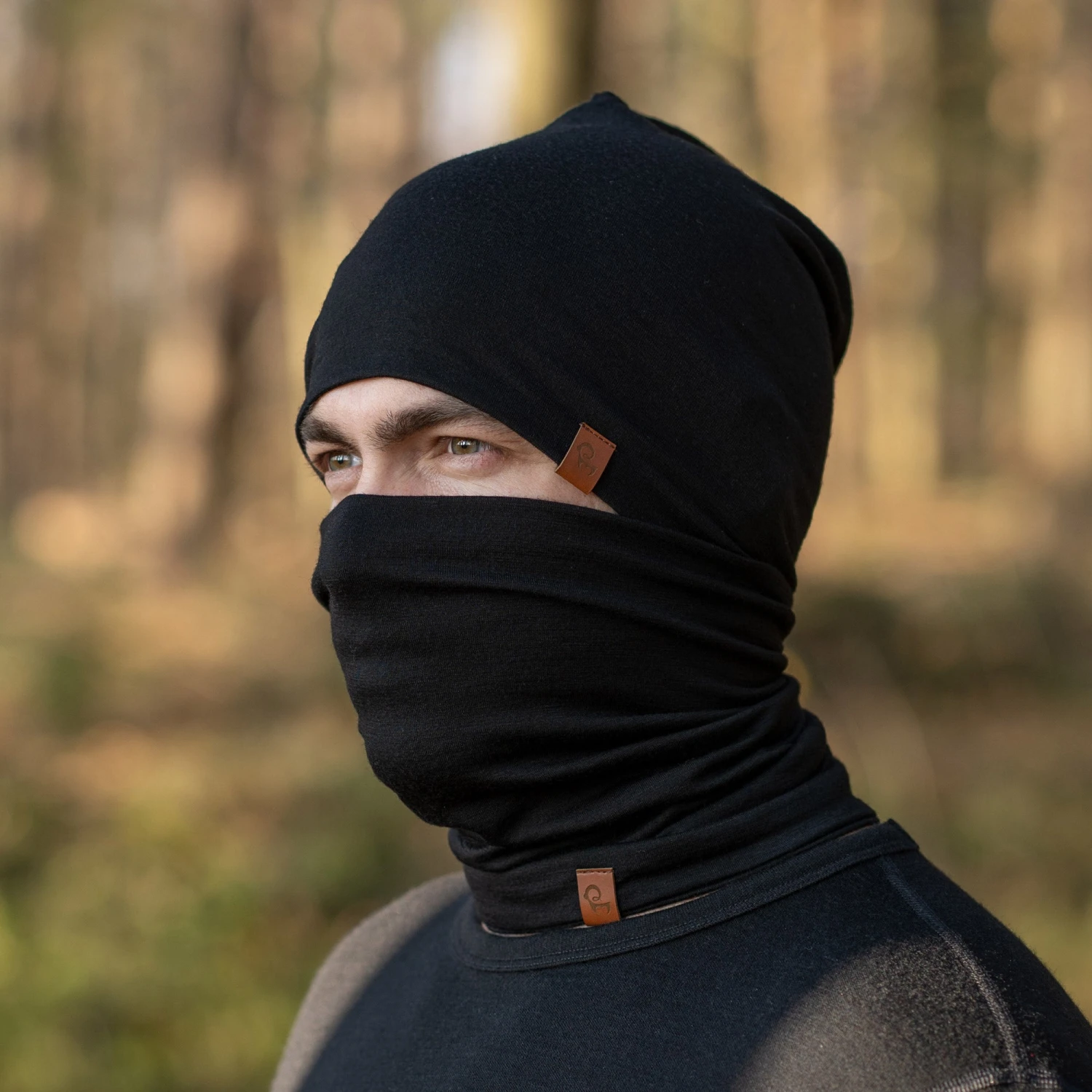 Men's Merino Beanie & Gaiter 2-Piece Black 1 Men's Merino Beanie & Gaiter 2-Piece Black