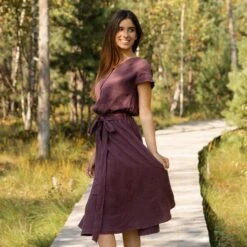 Front Button Dress Brigit Shadow Purple -Menique meniqueBrigitShadowPurple 4