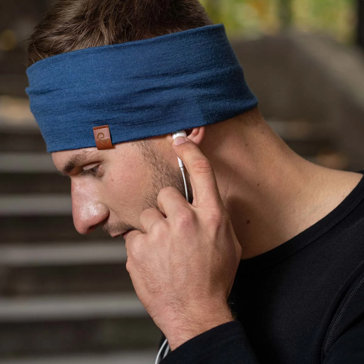 Men's Merino Headband Denim 2 Men's Merino Headband Denim - Image 2