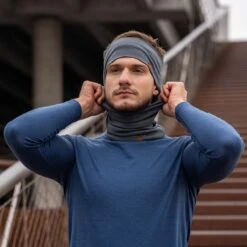 Men's Trekking Headband Perfect Gray -Menique menique merino mens headband perfect gray